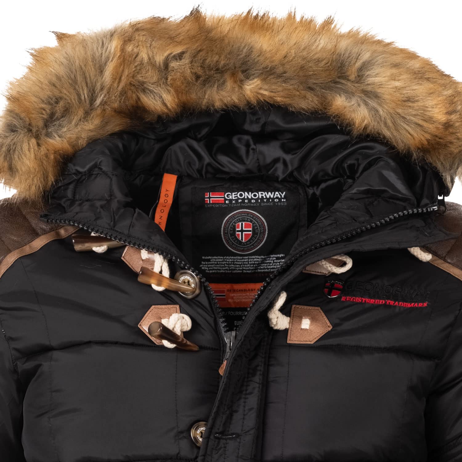 Geographical Norway Veste d'hiver matelassée pour homme - Anorak chaud doublé - Veste de ski d'extérieur pour l'hiver et l'automne avec bonnet UD