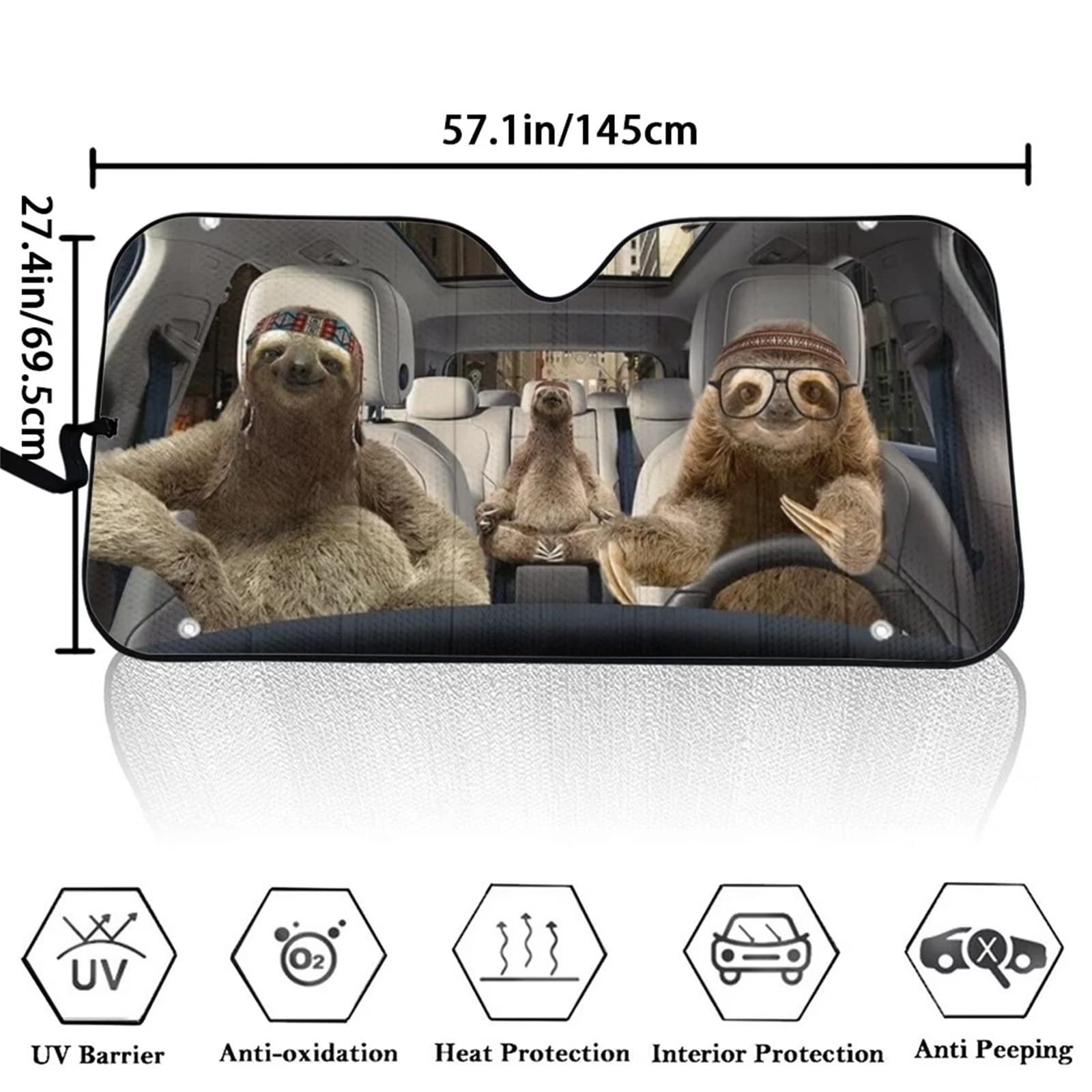 Gurbani Pare-soleil pour pare-brise de voiture - Trois drôles de raton laveur - Pliable - Intérieur automobile avant pour garder le véhicule au frais - 145 x 76,2 cm Gurbani Pare-soleil pour pare-brise de voiture - Trois drôles de raton laveur - Pliable - Intérieur automobile avant pour garder le véhicule au frais - 145 x 76,2 cm