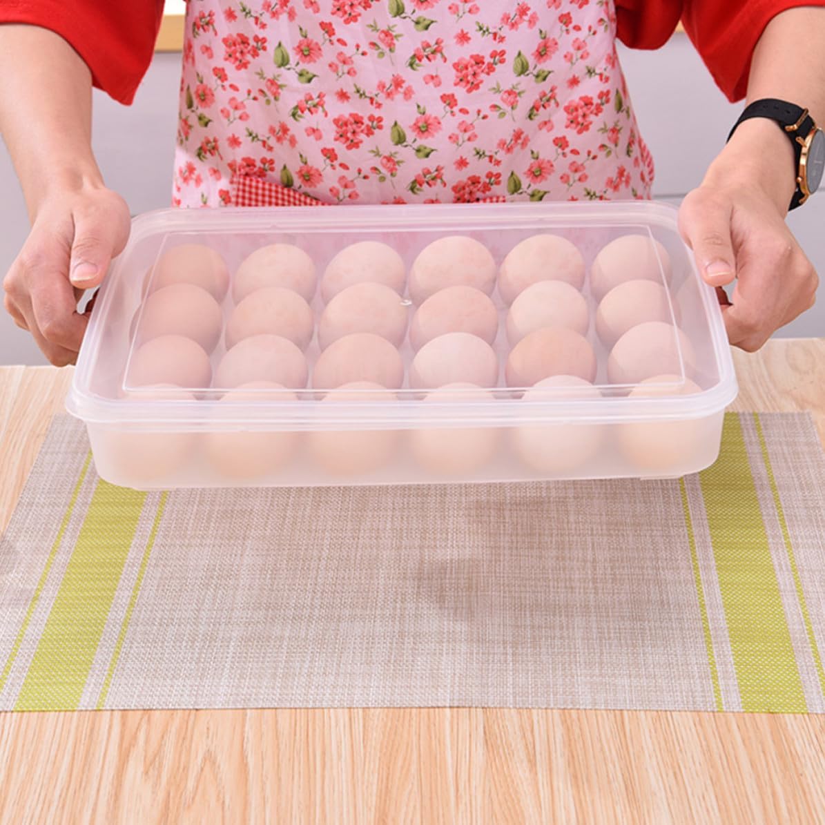 2pcs Rectangular Egg Storage Box 24 Grids PP Stackable
