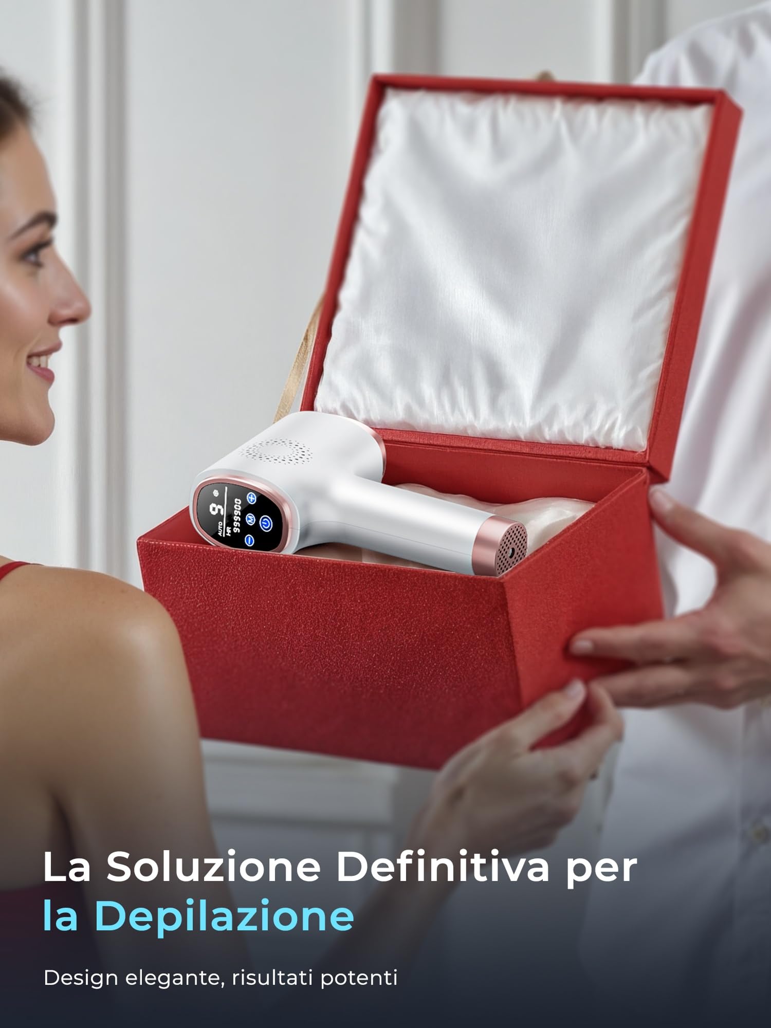 21J Epilatore Luce Pulsante con Funzione di Raffreddamento, 9 Livelli di Luce Pulsante, Epilatore Laser per Donna e Uomo, Ascelle, Braccia, Schiena, Zona Bikini