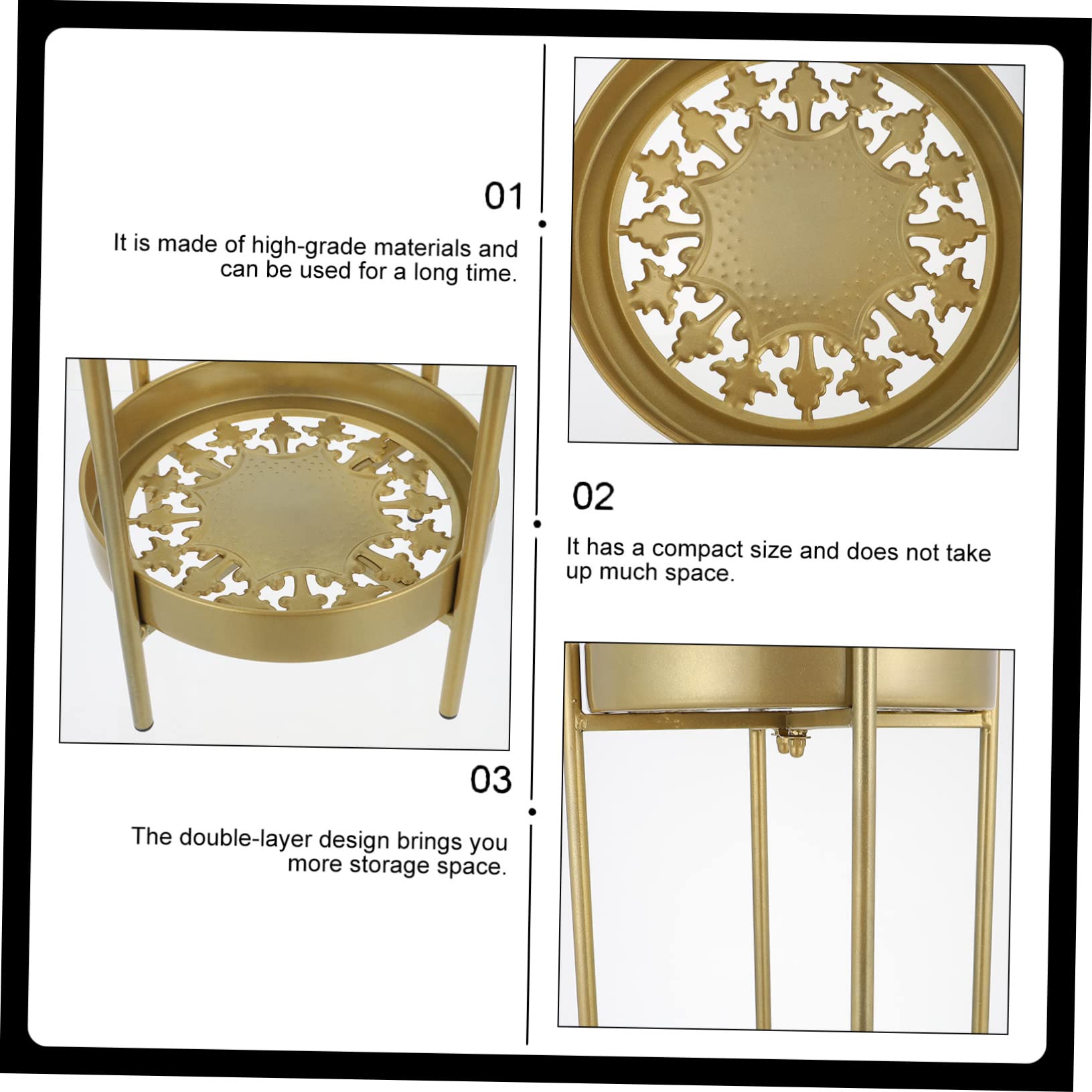 Hemobllo Support Pour Plantes Décoratif à Double Couche Support à Fleurs Sur Pied Pour Pots Simple Et Stable Pour Balcon Ou Jardin