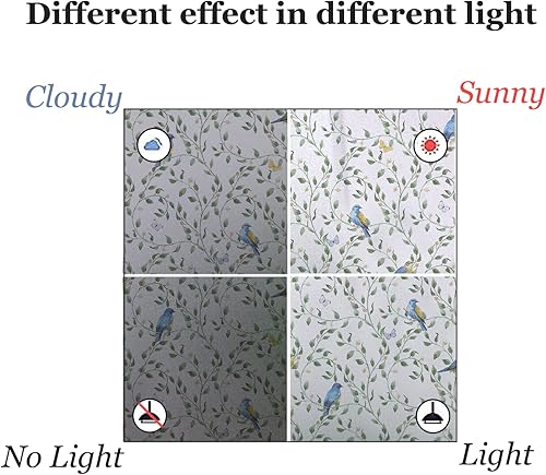 Miniatura 8 de DKTIE Leaves Series - Película de privacidad para ventana de baño con herramientas de instalación, película de vidrieras de estilo nórdico a la