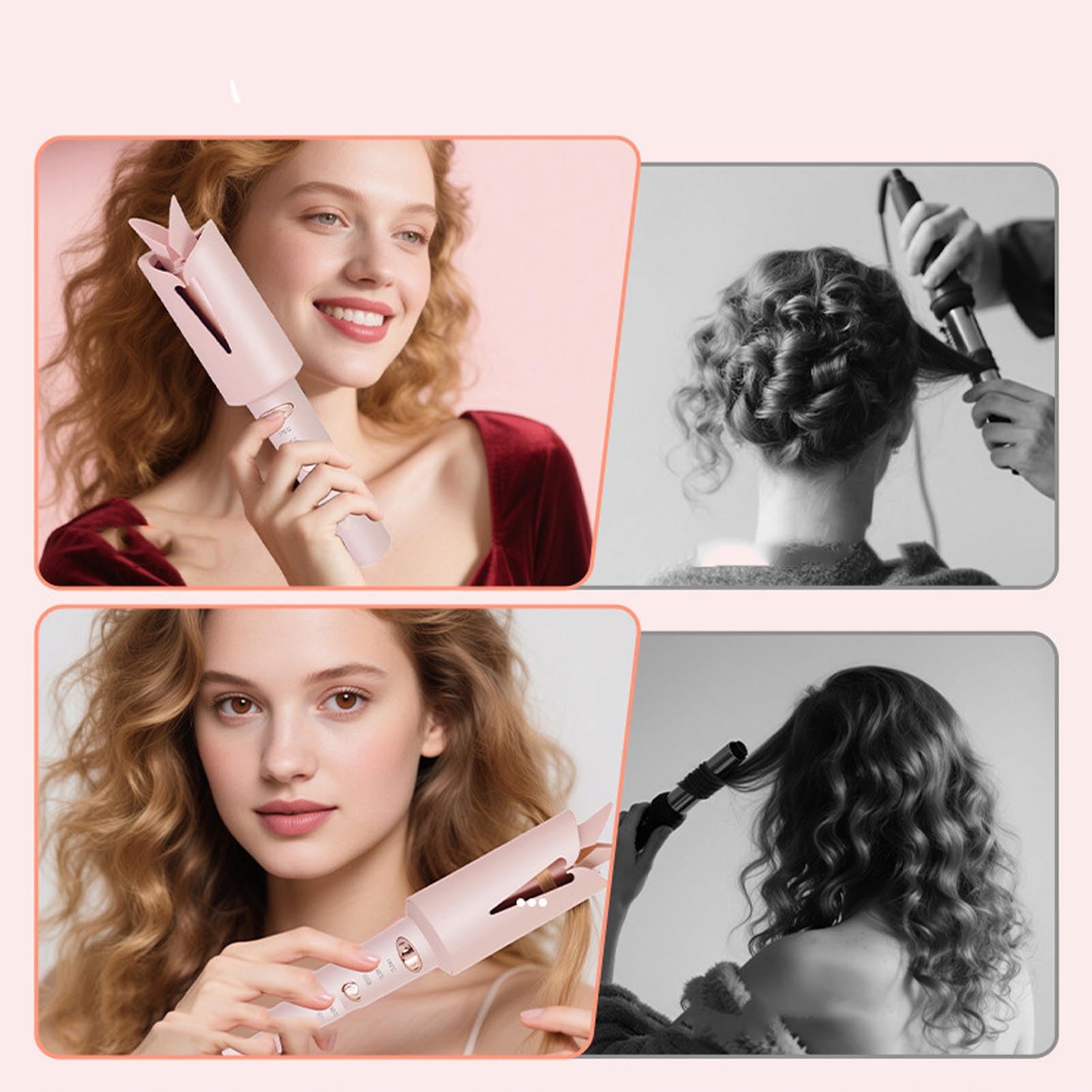 ZJchao Rizador de Pelo Automático, Varita Rizadora de Pelo Automática, 2 Modos de Temperatura 160 ℃ 190 ℃ con Batería de 5000 MAh para Dormitorio de Viaje en Casa