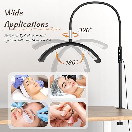 Miniatura 4 de Luz de media luna con abrazadera, lámpara de mesa LED de manicura, lámpara de escritorio para escritorio de uñas, extensiones de pestañas, cuidado