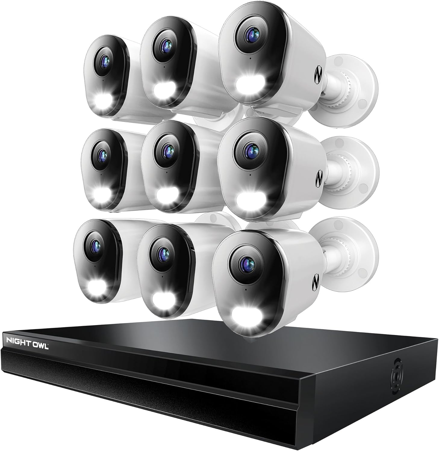 Night Owl Power Over Ethernet 24 Channel NVR Video Home Security Camera System with (9) Wired IP 4K HD Indoor/Outdoor Deterrence Cameras and 4TB Hard Drive (Add up to 8 Wi-Fi Cameras)