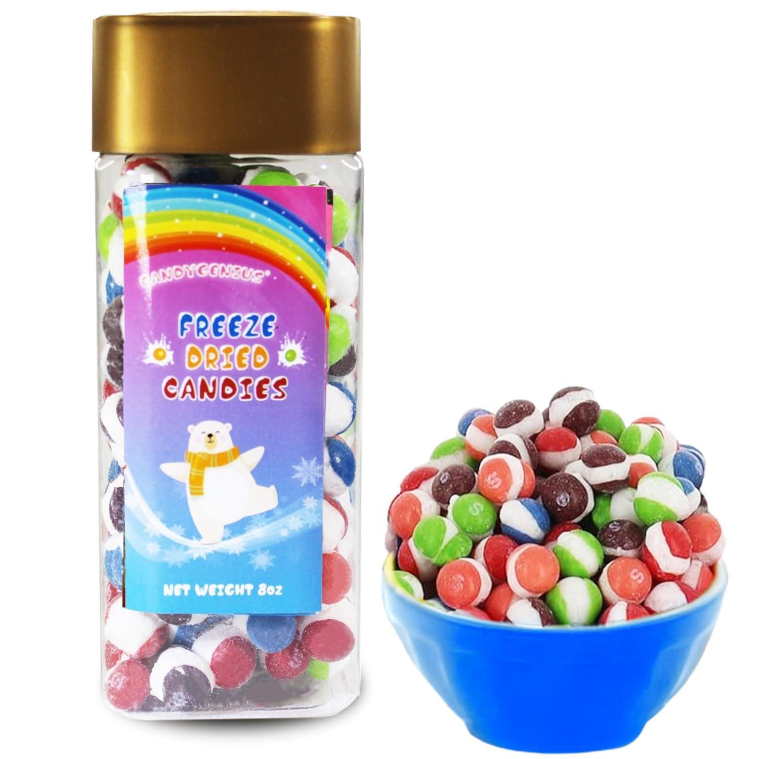 Halloween Candy WILD BERRIES 8oz Jar – Freeze Dried Candy, Dehydrated Skittles, Puff Frozen Wildberries, Bulk Giant Snack Fruit Crunch in Safe Canister Extra Large Treats for Parties & Trick-or-Treat