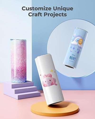 Miniatura 3 de Hiipoo Vasos de sublimación a granel de 20 onzas de acero inoxidable, con aislamiento de doble pared, rectos, color blanco con 4 tapas, 4 popotes y