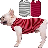 Vista 1 de Camisas de algodón a rayas, chaleco básico transpirable para cachorros y gatos, camiseta sin mangas elástica súper suave para perros, color moderno