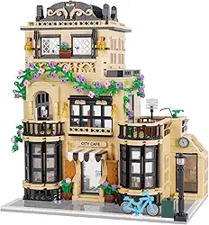 Conjunto 3 em 1 de construção de casas de cidade, blocos de modelos de arquitetura de villa de praia à beira-mar, brinquedos Street View, kit de construção moderna para adultos e adolescentes