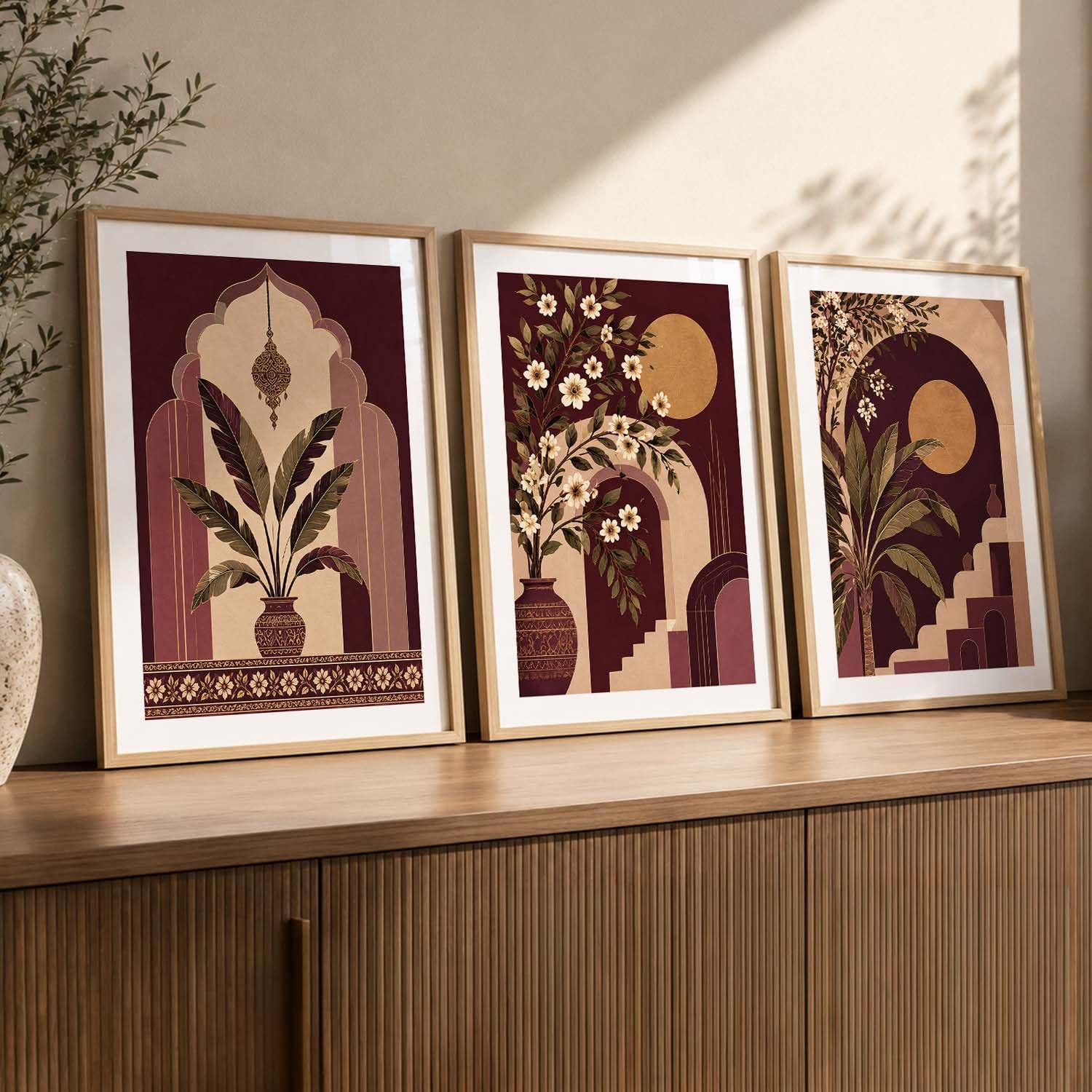 BOHO Floral Wall Art Set - 3 Frames FREE SHIPPING -7 BOHO Floral Wall Art Set - 3 Frames FREE SHIPPING -7