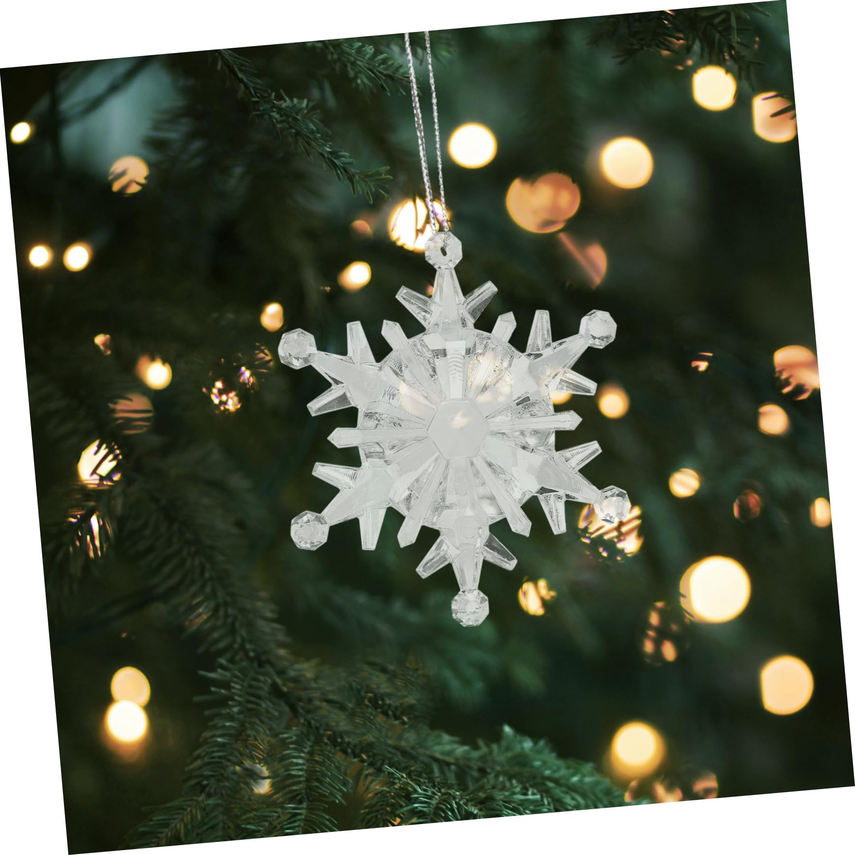 50stücke Teiliges Transparentes Acryl Schneeflocken Anhänger Weihnachtsbaum Deko Mit Aufhängeloch Für Fenster Wand Baum Christbaumschmuck Leichte Xmas Baumschmuck Outdoor Geeignet