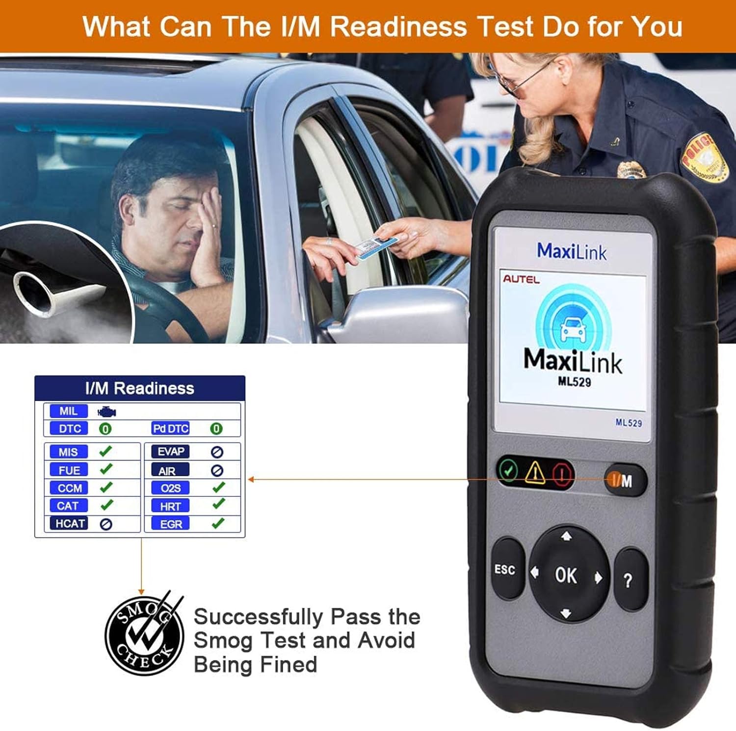 Autel OBD2 Scanner Maxilink ML529, 2026 Code Reader Full OBD2 Functions for Turning Off Engine Light O2 Sensor Test AutoVin DTC Lookup Free Online Update