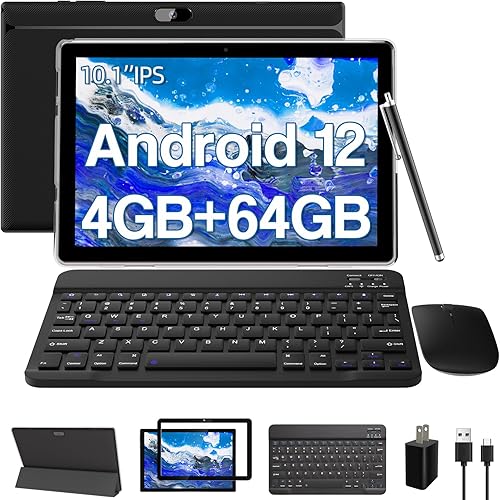 BYANDBY Tabletas 2024, tableta 2 en 1 con teclado, tableta de 10 pulgadas Android 12, 4GB+64GB512GB Expand, 2.4G+5G+Wi-Fi 6, cámara dual, 6000 mAh,