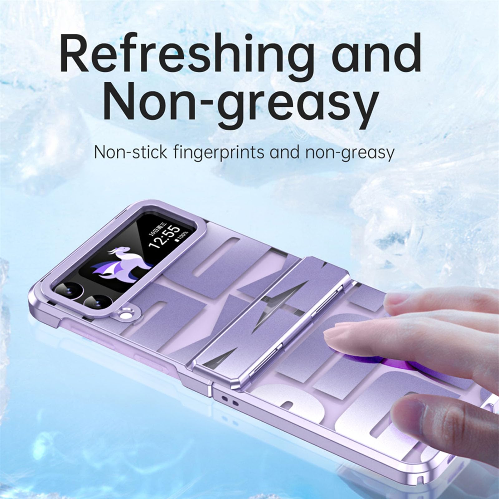 Coque pour Samsung Galaxy Z Flip 5 2023, Charnière Protection Ultra Mince Slim Fit Galvanoplastie Mode Lettre Motif Transparent Dur PC Crystal Clear All-Inclusive Case