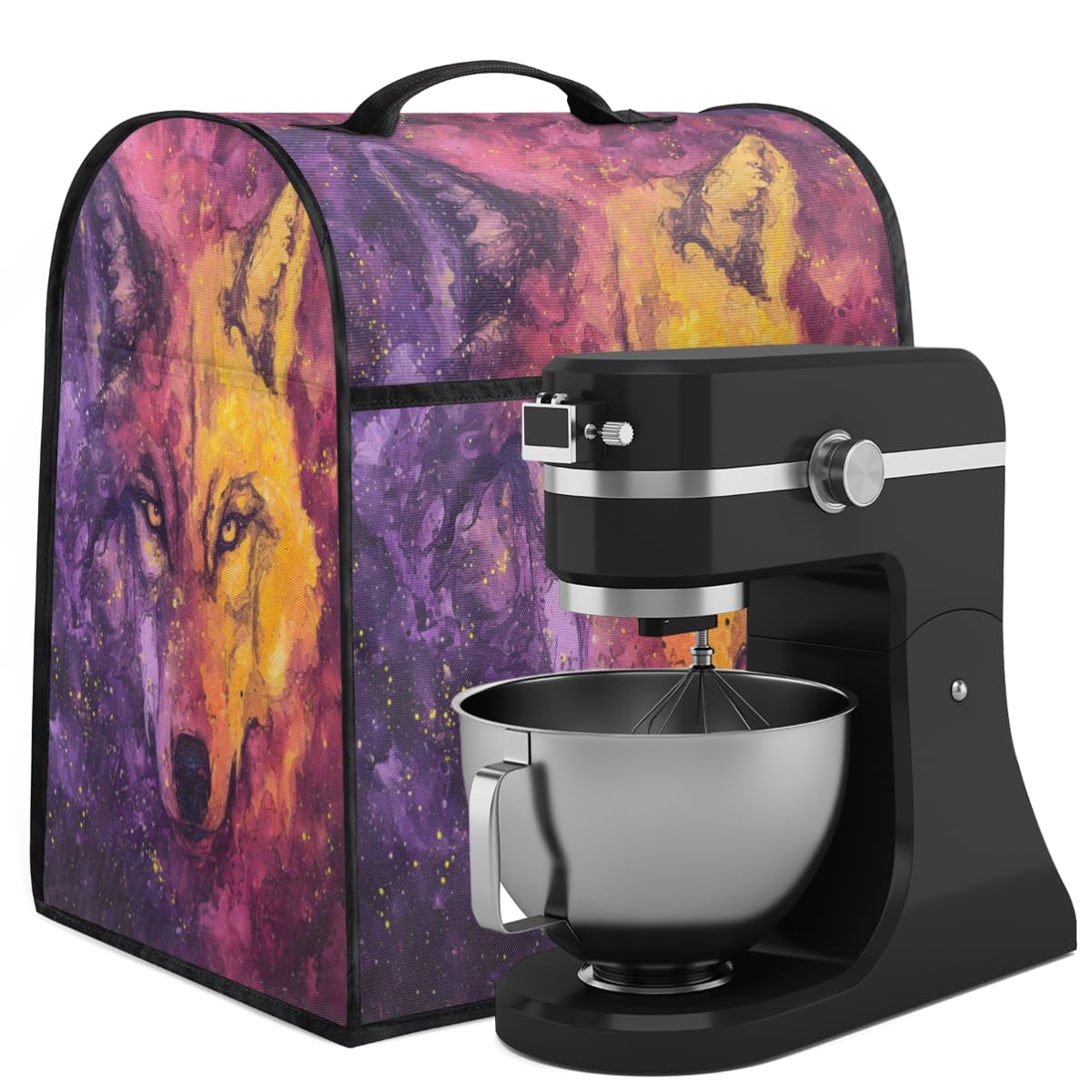 Coffee Maker Cover Abstract Wolf Kitchen Appliance Covers Small Appliance Covers Blender Cover Juicer Cover Dust Covers for Kitchen Appliances with Top Handle and Pockets,Washable,C593