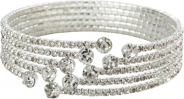 Gold Silver Pearl Rhinestone Bangle Bracelet for Women, Cubic Zirconia Stackable Cuff Bracelets Prom Wedding Accessories Jewelry Gift