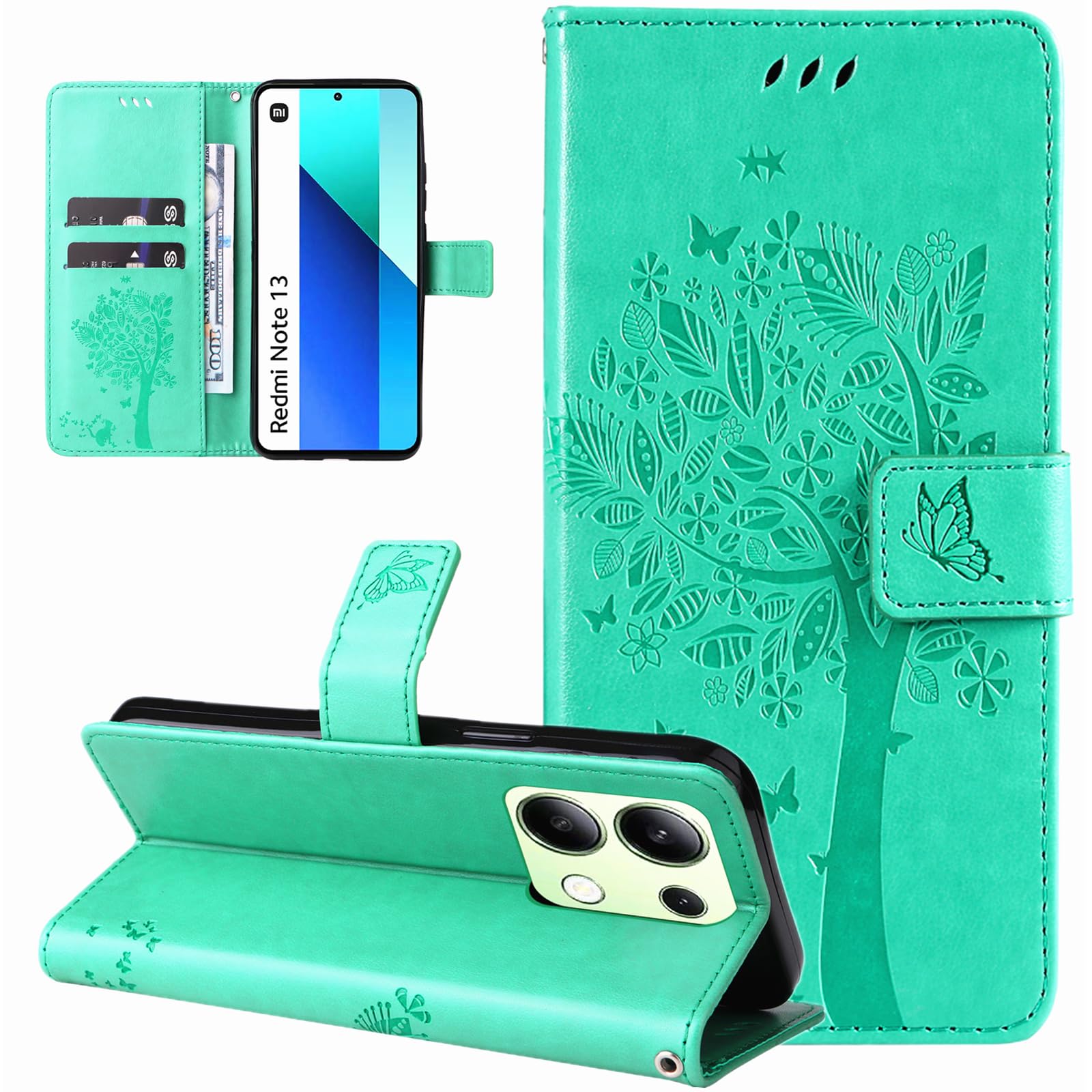 Coque Portefeuille Xiaomi Redmi Note 14 Pro 5G - Cuir PU Avec Motif Fleur - Porte-cartes Intégré