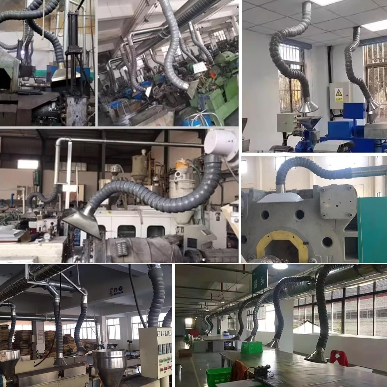 Manguera de ventilación flexible, resistente al calor, flexible para sistema de eliminación de aire y humos, brazo extractor de humos expandible, 200 cm de longitud, 45 mm de diámetro interior