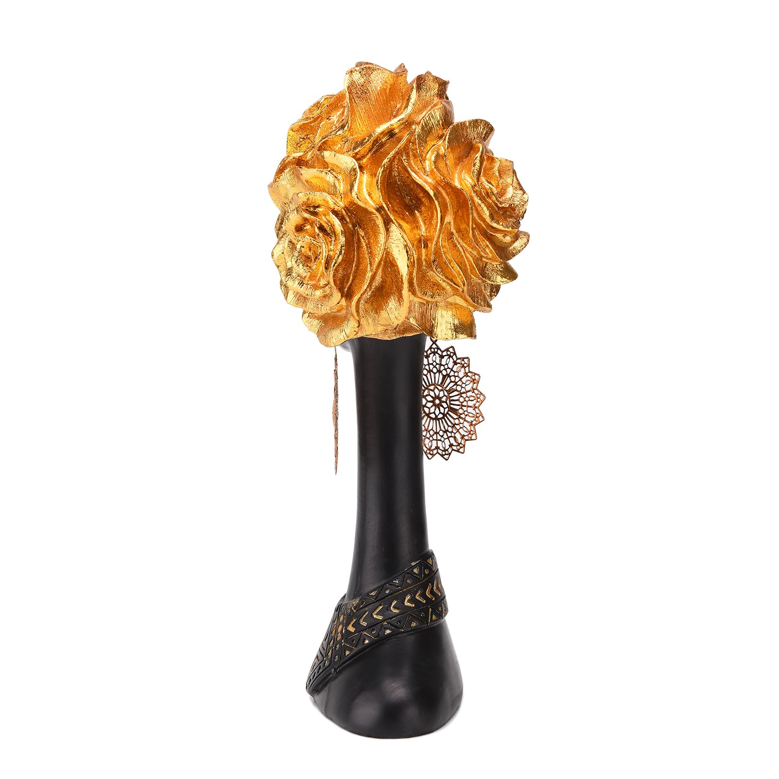 Statua in resina nera con fiore e orecchini, tribù africane decorazione moderna per la casa, ornamenti per la lavorazione artistica, utilizzati per collezione, regalo, famiglia decorativa