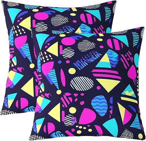 Miniatura 11 de Juego de 2 fundas de almohada Memphis de 18 x 18 pulgadas, diseño abstracto de puntos coloridos, fundas de almohada para niños y niñas, fundas de