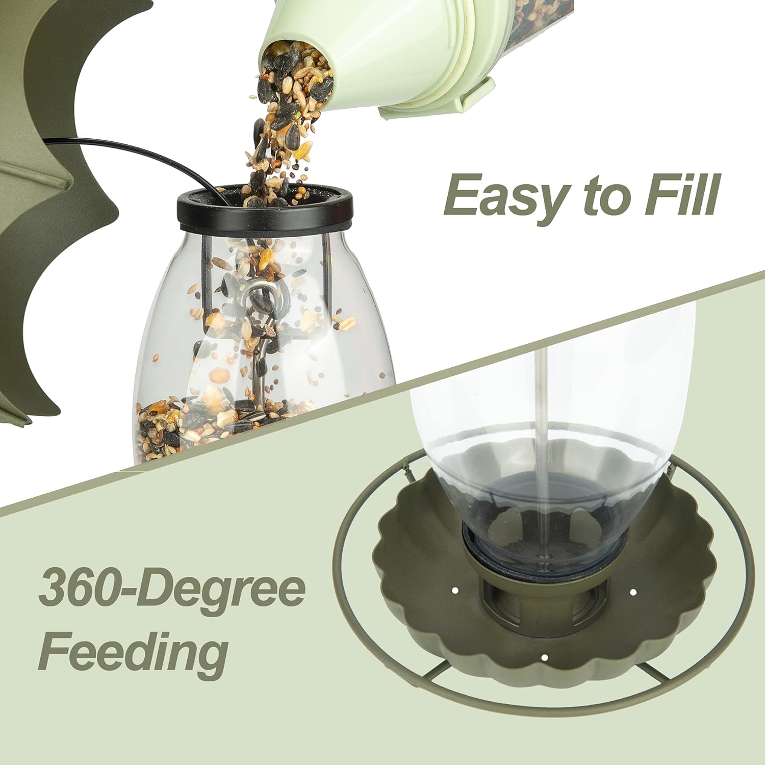 Birdream Bird Feeder Metal Bird Feeders for Outside Hanging with Parachute Shape Roof Glass Container to Attract More Wild Birds for Garden Yard Decoration : Patio, Lawn & Garden