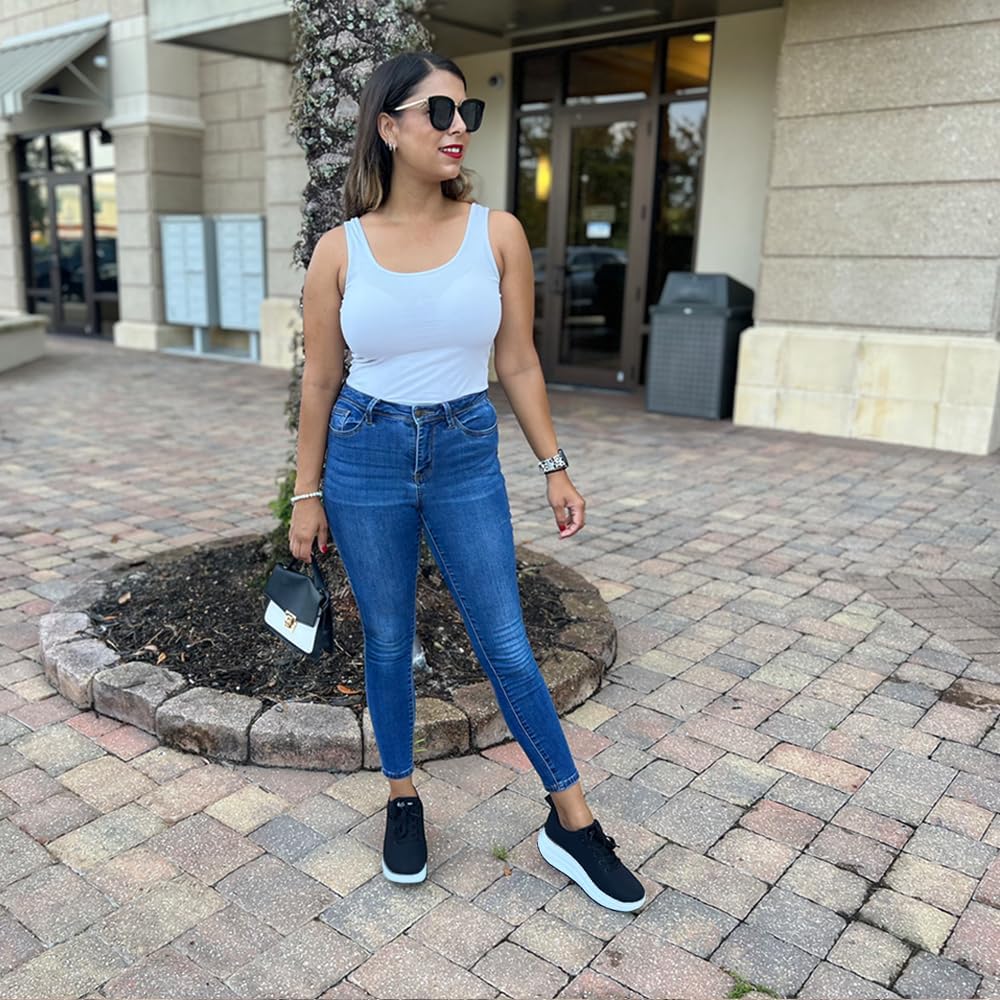 RUIDENG Platform Sneakers for Women Walking All Day | Slip Resistant Work Shoes for Women Comfortable | 2 Inch Thick Wedge Rocker Bottom - Image 2