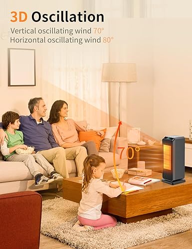 Miniatura 4 de Calentadores de espacio para uso en interiores, calentador portátil de calefacción rápida y silenciosa de 16 pulgadas con control remoto,