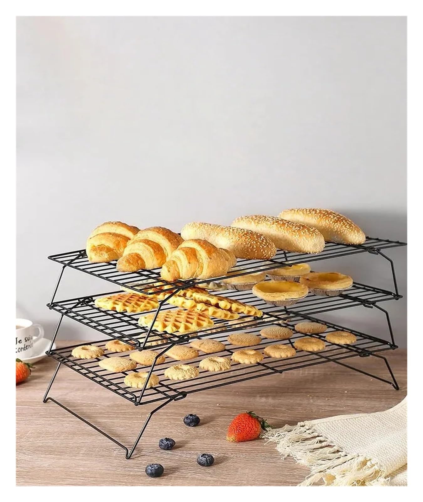 Kühlgitter aus Edelstahl Antihaft-Drahtgitter-Backblech, Kuchen-Kühlregal, Edelstahl-Ofen, Küche, Pizza, Brot, Kekshalter, Grillregal