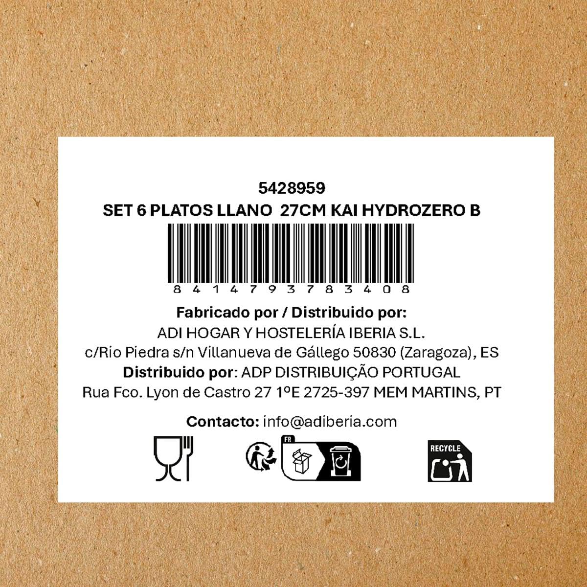 Bidasoa Kai Hydrozero Set mit 6 flachen Tellern, Porzellan, 27 cm | Grün, Porzellan, Rundformat, Hochglanzfinish, 27 cm, 6-teilig, stapelbar, mikrowellengeeignet