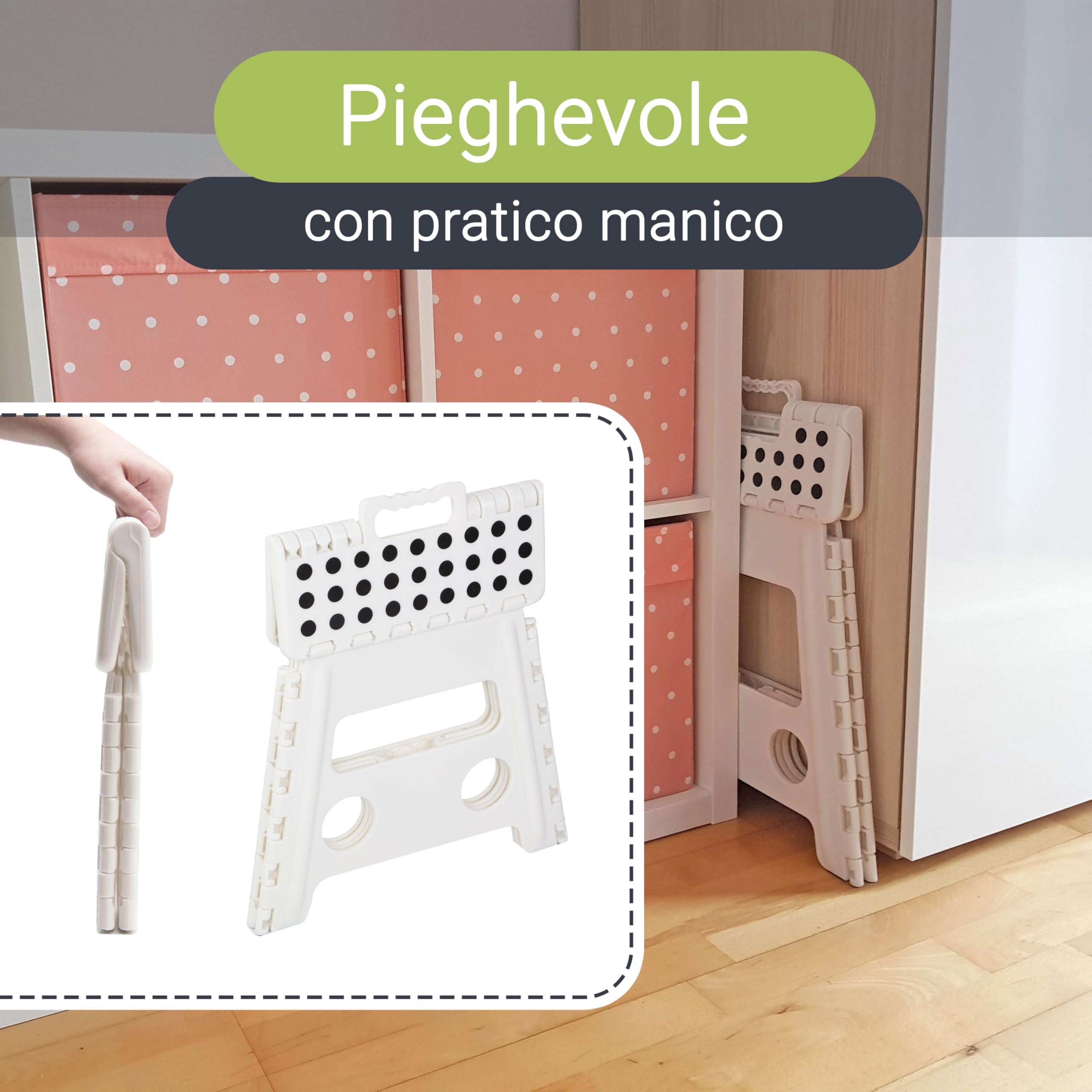 Sgabello Pieghevole H&amp;H - 34x36x47cm, PVC, Marrone/Nero