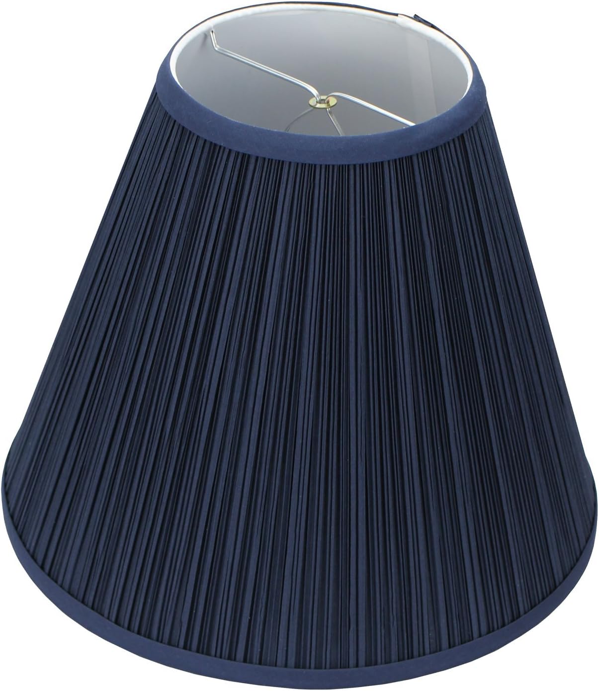 FenchelShades.com Lampshade 6" Top Diameter x 13" Bottom Diameter x 11" Slant Height with Clip-On Attachment for Standard Edison-Style Lightbulb (Pleated Navy Blue)