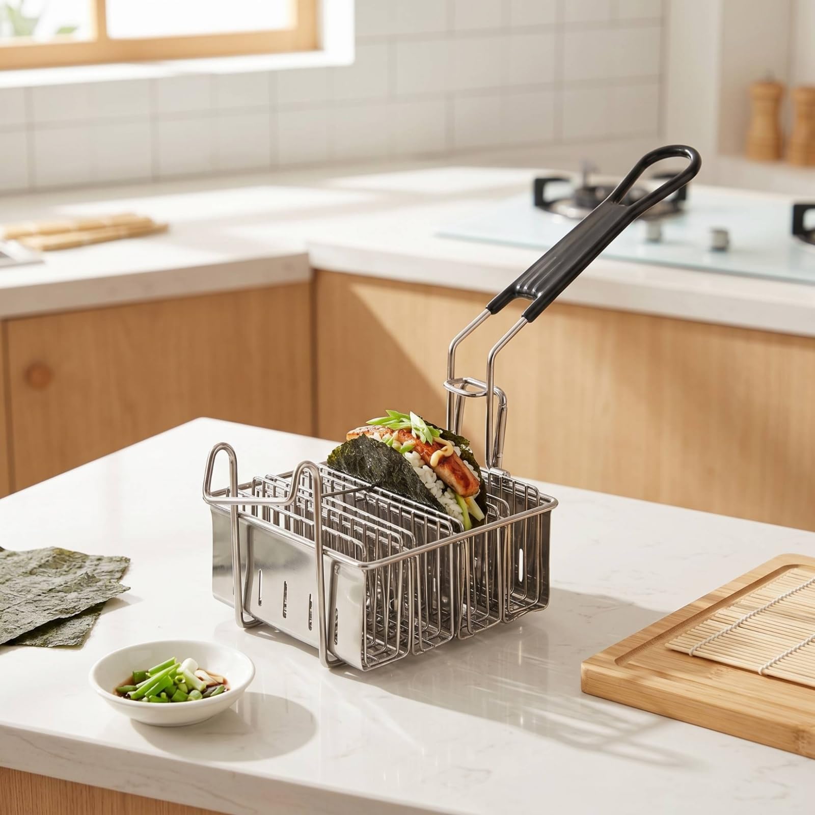 Gralara Cesta Freidora con Mango smontable Acero Inoxidable Profesional para Cocina