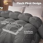 Puredown® Goose Feather Down Comforter, 100% Cotton All Season Duvet Insert, Cloud Fluffy Pinch Pleat, 116oz Warm Fill Weight (California King, Dark Grey, 108"X94")