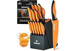 Premium 15-Piece Kitchen Knife Set with Built-in Sharpener