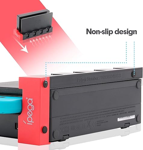 Miniatura 3 de ECHZOVE Estación de carga para controlador de interruptor, cargador para 4 Joy-Cons con 4 ranuras de carga Joy Con, 2 enchufes USB 2.0 e indicador