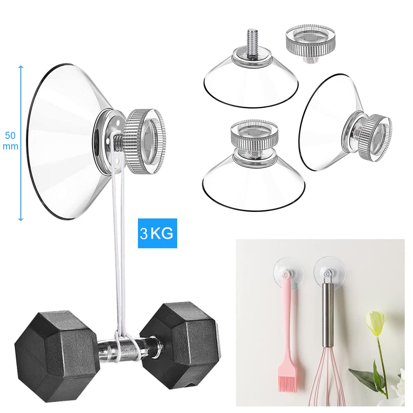 Ventouse Double Silverline - Capacité 70 Kg - Pour Verre, Panneaux, Carrelage - Diamètre 115 Mm