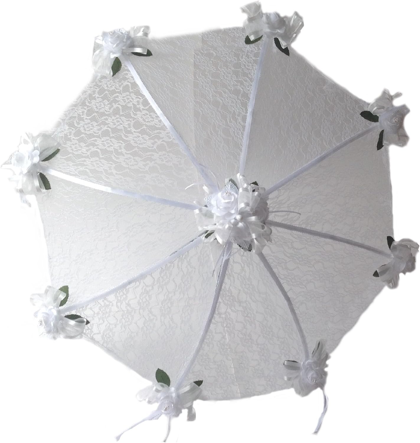 Decorated Bridal Shower Wedding Umbrella Parasol 36" White Roses