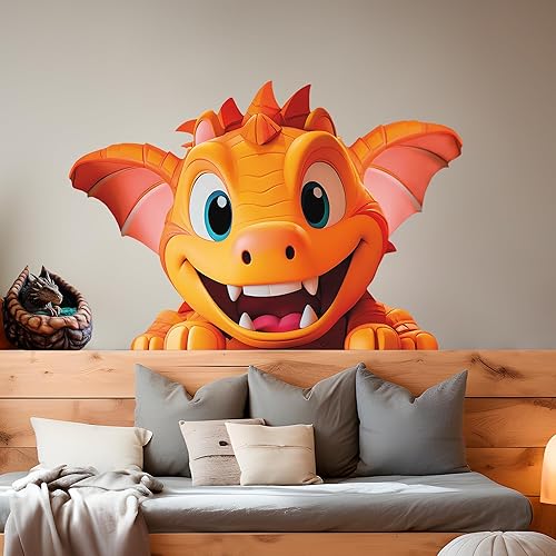 Calcomanía de pared de dragón bebé, calcomanías de dragón I Peel and Stick I Dragon para niños, decoración de dragón, mural de pared I Baby Girl & Calcomanía de pared de dragón bebé, calcomanías de dragón I Peel and Stick I Dragon para niños, decoración de dragón, mural de pared I Baby Girl &