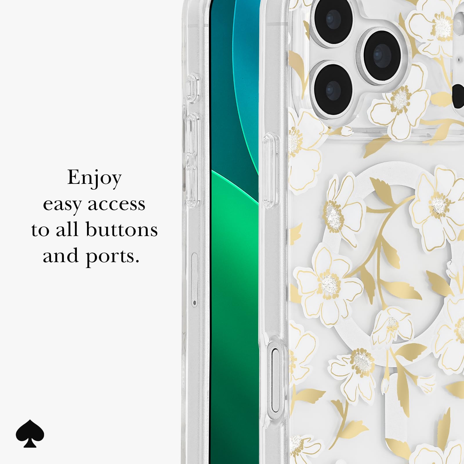Kate Spade New York Funda para iPhone 17 Pro MAX, Compatible con MagSafe, Funda de teléfono de diseño, Gemas Florales de Sol | Compatible con MagSafe - Funda ligera de diseño para iPhone 17 Pro Max con revestimiento antiarañazos y diseño floral de sol