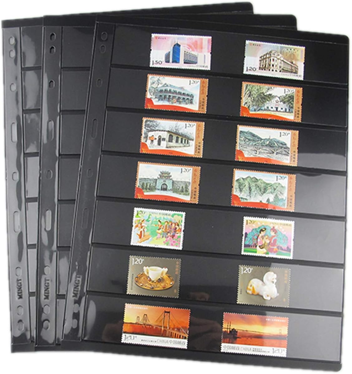 MUDOR Stamp Pages for Stamp Collection Album Binder Book, 10 Sheet 7 Row
