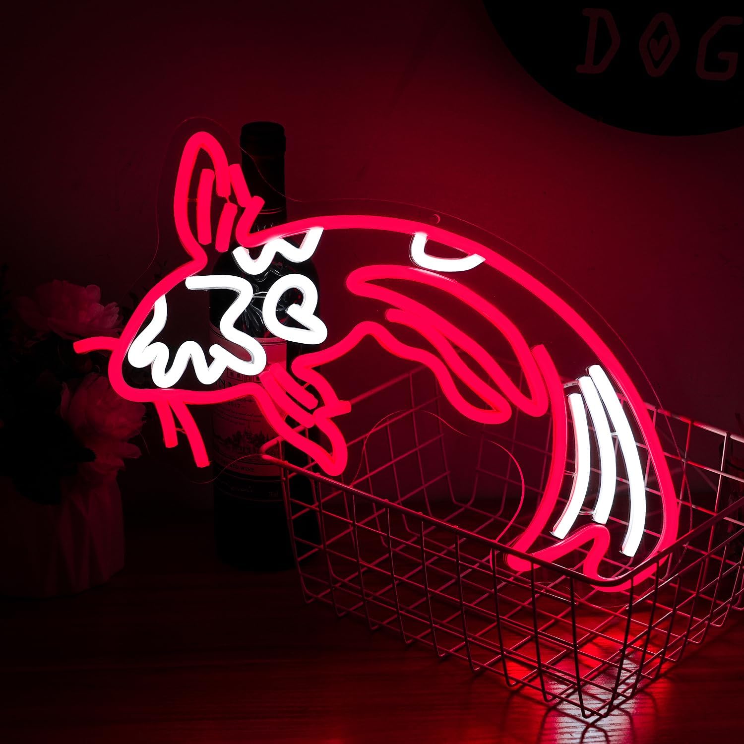 Koi Fish Neon Sign for Wall Decor Koi Carp Neon Lights Japanese Fish Led Neon Red White Neon Signs Lucky Sign 16.7”x9.3” for Bedroom Office Living Room Decoration - Image 4