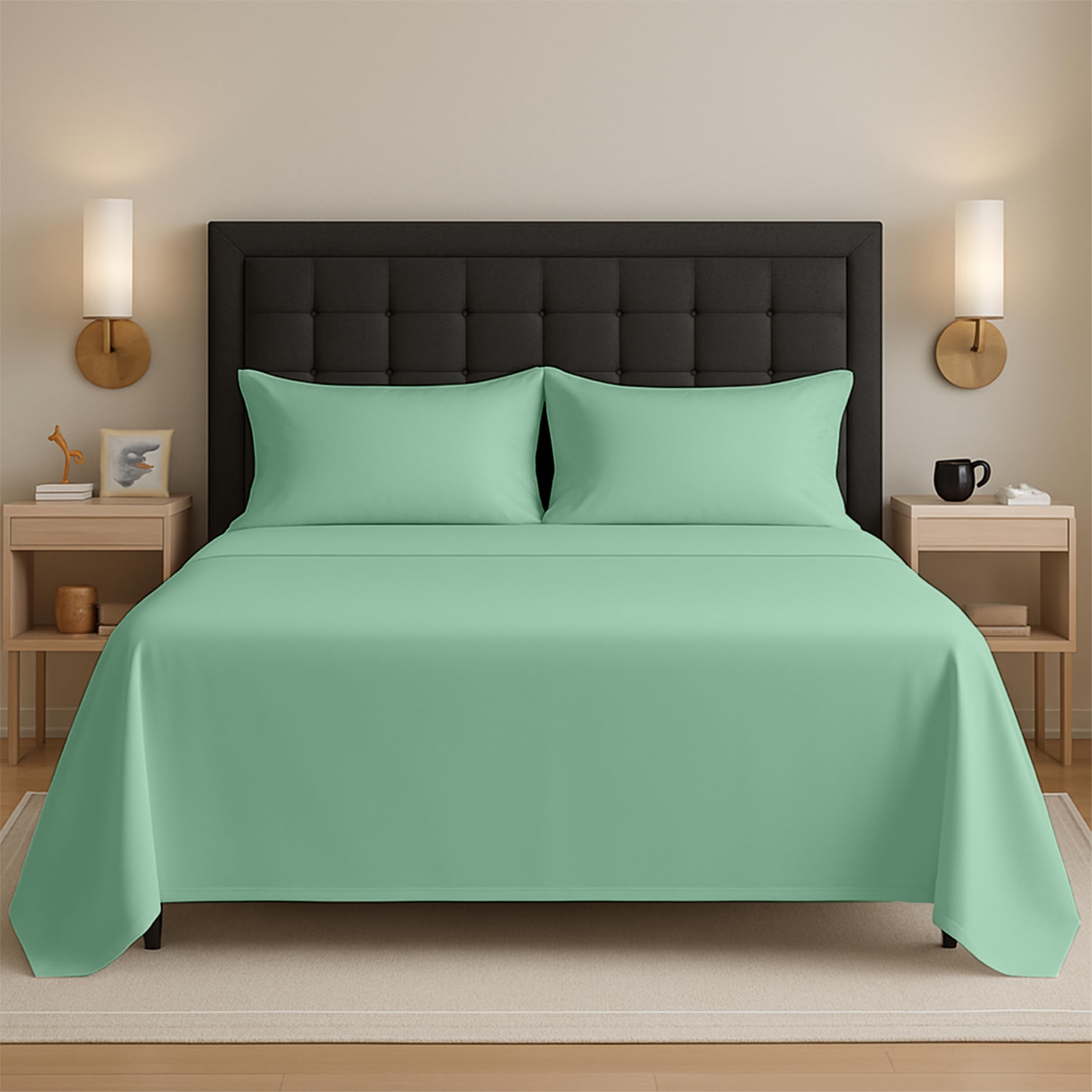 Egypto Easy Care Luxury Bedding Flat Sheets Double – Breathable & Hypoallergic Flat Sheets – Shrinkage & Fade Resistant Flat Bed Sheet Duck Egg — image 1