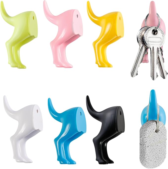 6 Pack Dog Tail Coat Hooks for Wall, Cute Decorative Wall-Mounted Leash Holder Hangers for Dog Leash Hat, Towel, Bag, Key, Bathroom Rustic Decor Entryway Hallway Kitchen