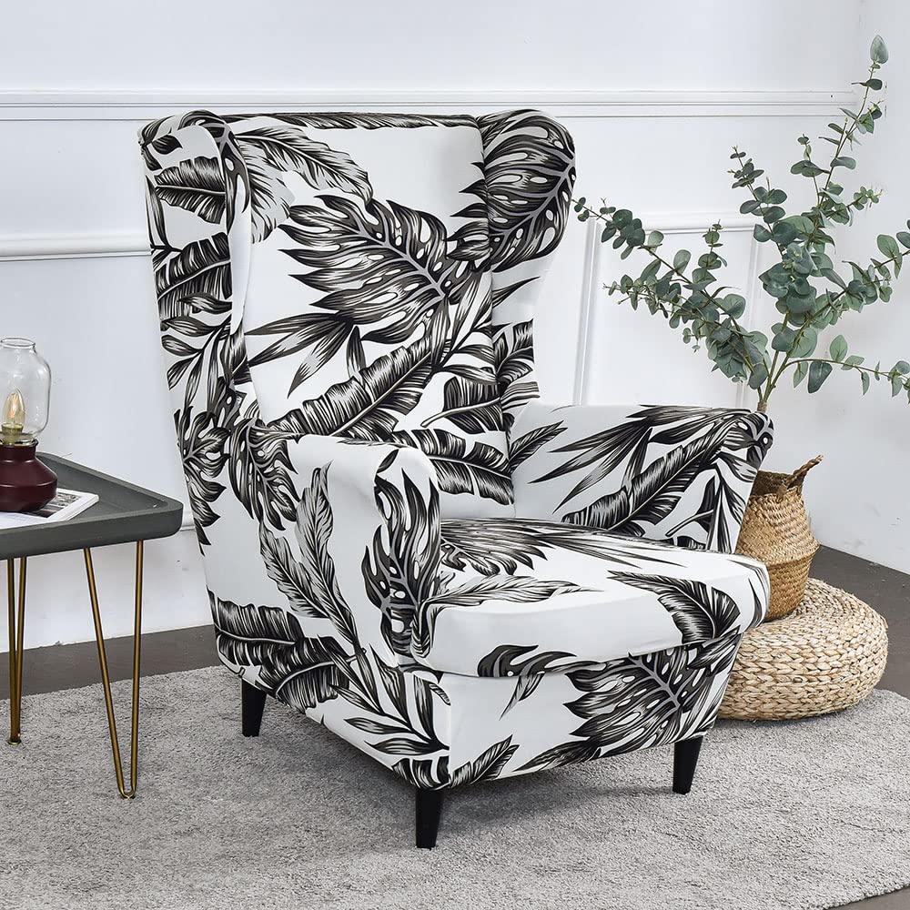 Yopoiy F 2-Piece Wing Chair Cover Spandex High Stretch Printed Wingback Chair Cover Armchair Cover Removable Wingback Chair Slipcover Urniture Protector