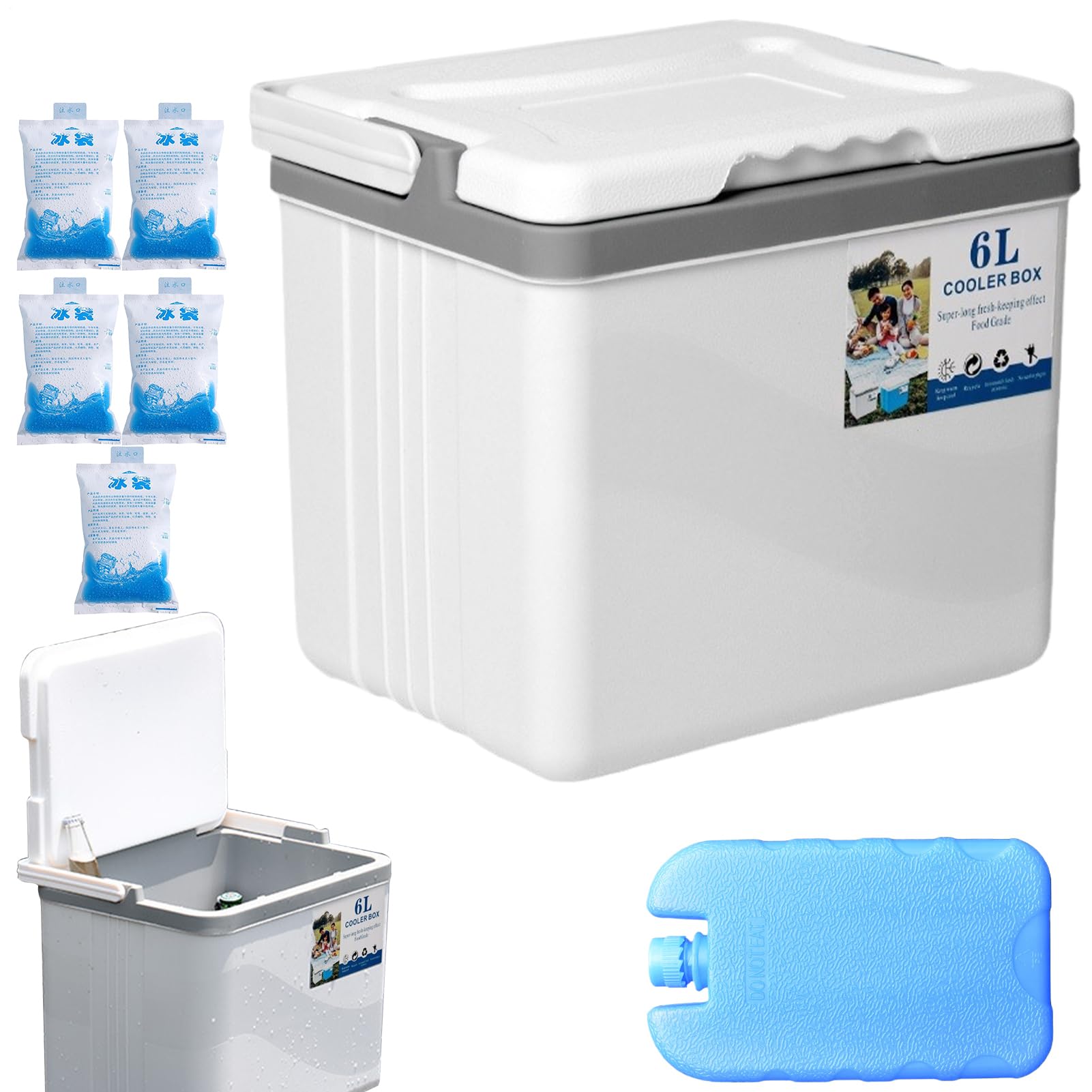 Iouyjiu Chest Cooler, przenośne pudełko do lodów, pojemnik chłodzący izolowany, długi system chłodzenia na plażę, piknik, tailgating, żeglarstwo, wędrówki sporty i kemping rozrywkowy,
