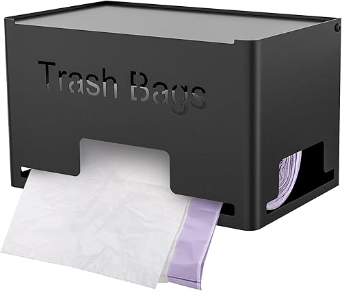 Miniatura 8 de STWWO Soporte para bolsas de basura, dispensador de bolsas de basura de metal, organizador de bolsas de basura de cocina para gabinetes, encimera,