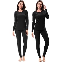 URATOT 2 Sets Womens Thermal Underwear Set Fleece Lined Thermal Underwear Soft Long Top Bottom Set for Women Cold Winter