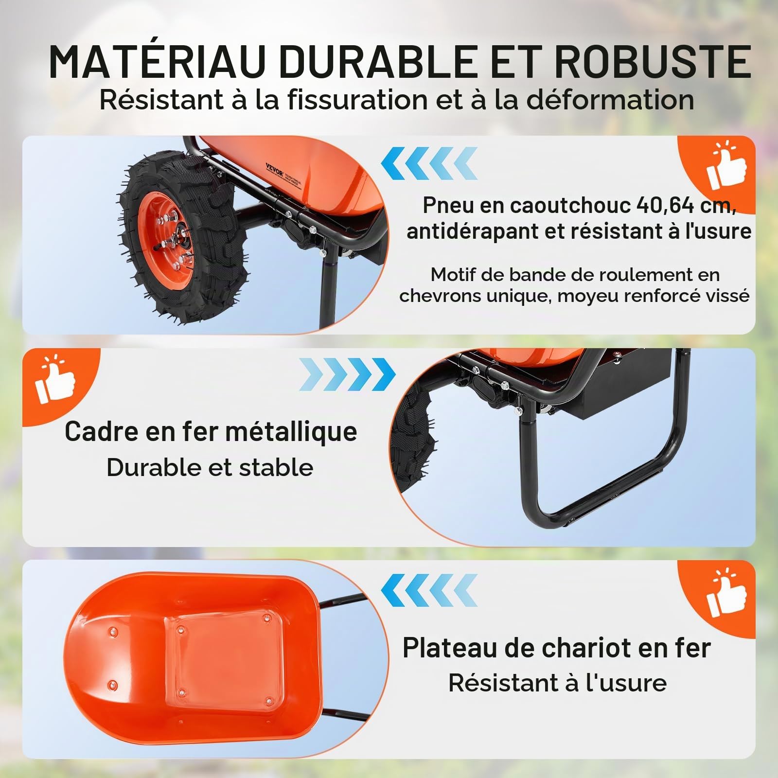 VEVOR Brouette Électrique 2 Roues Chariot de Jardin Motorisé 500 W, Poignée Métal, Roue Large 40 cm, 260 kg, Chariot Utilitaire Chargement Facile pour Ferme, Pelouse, Extérieur, Jardinage, Entrepôt