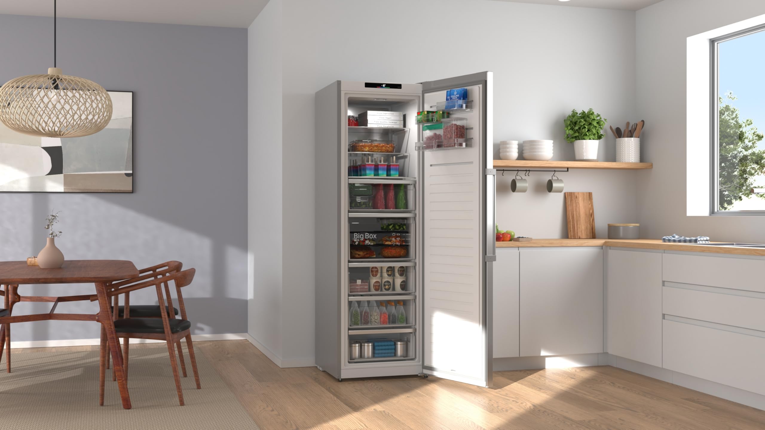Bosch Seria 6 zamrażarka wolnostojąca 186,2 x 59,5 cm, GSN36AICM, pojemność użytkowa 334 l, Total No Frost, oświetlenie LED, elastyczne półki na drzwi, cicha praca, Home Connect, ochrona przed