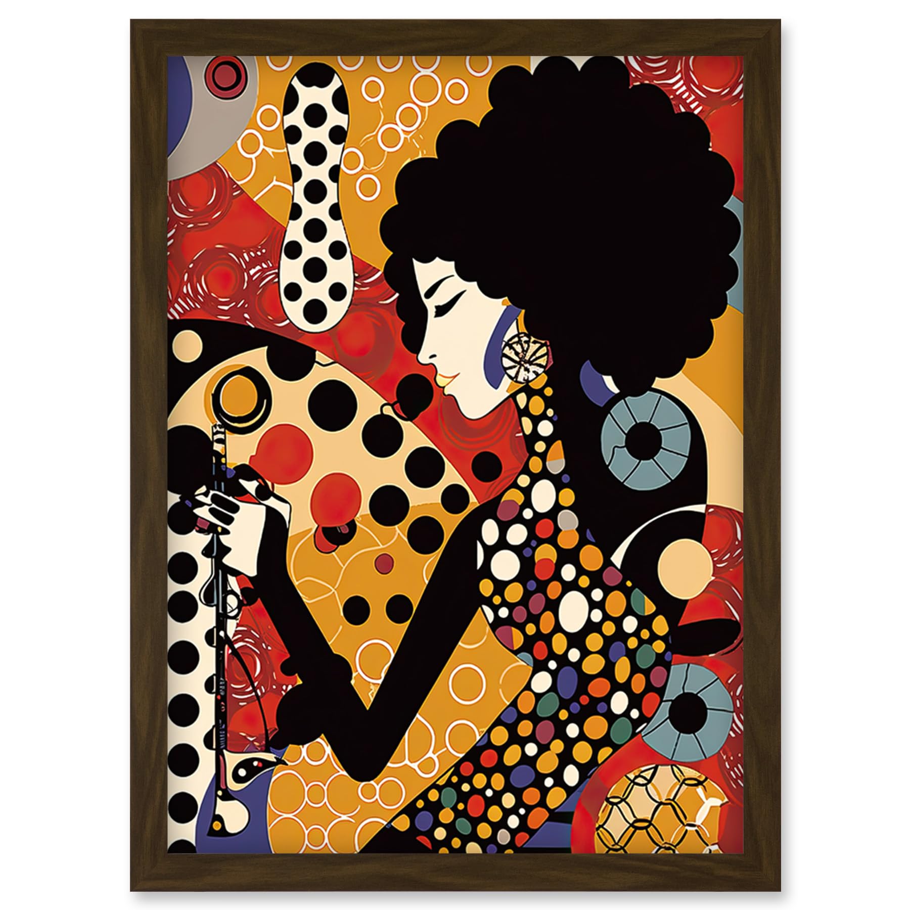 Artery8 Soul Music Singer Multicoloured Dots Pattern Artwork Framed Wall Art Print A4